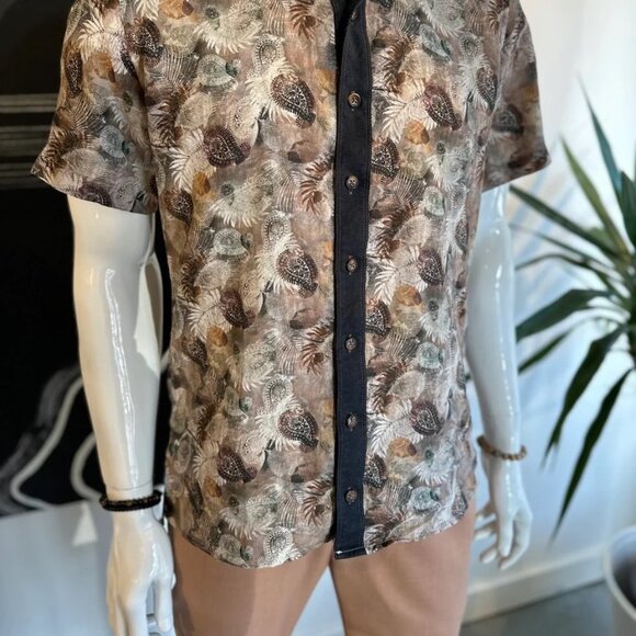 SAND Copenhagen Men's Collared Linen Shirt Denim Paisley - Picture 4 of 8